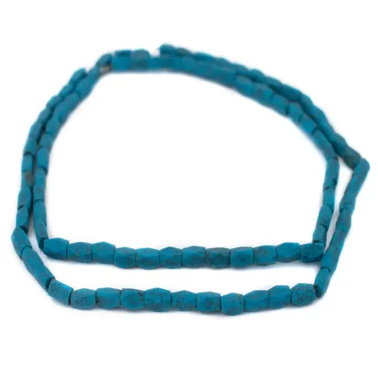 The Bead Chest Blue Turquoise-Style Faceted Afghan Stone Beads 8x5mm Afghanistan 15 Inch Strand {3}