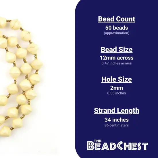 The Bead Chest Recycled Paper Bead Necklace from Uganda - Fair Trade African Jewelry (Cream White) {3}
