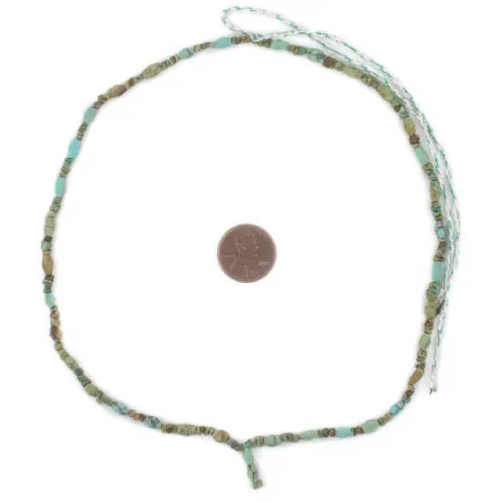 The Bead Chest Antique-Inspired Mixed Turquoise Style Stone Beads 3-4mm Afghanistan Green 29 Inch Strand {2}