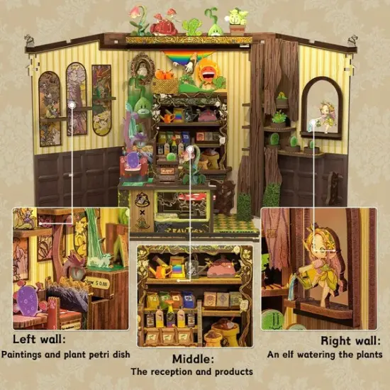 Miniature Wizardi Roombox Kit - Fantacy Plant Shop Dollhouse Kit {2}