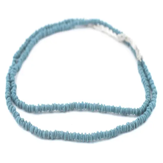 The Bead Chest Turquoise Blue 4mm Glass Heishi Beads - 24" Strand of Indonesian Java Spacer Beads for Crafts & Jewelry Making {3}