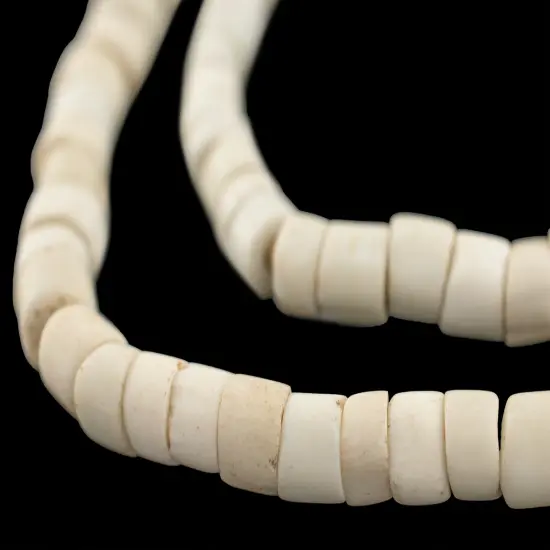 The Bead Chest White Goomba Beads 8mm Nigeria African Cylinder Glass Large Hole 24 Inch Strand Handmade {1}
