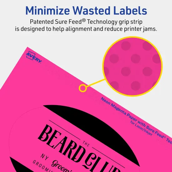 Avery Neon Magenta Paper Labels, 4" x 6" Oval {4}