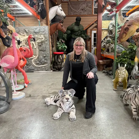 Laying Siberian Tiger Cub Life Size Statue {3}