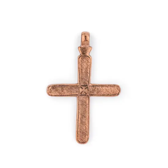 The Bead Chest Addis Ethiopian Copper Cross Pendant (80x50mm) {1}