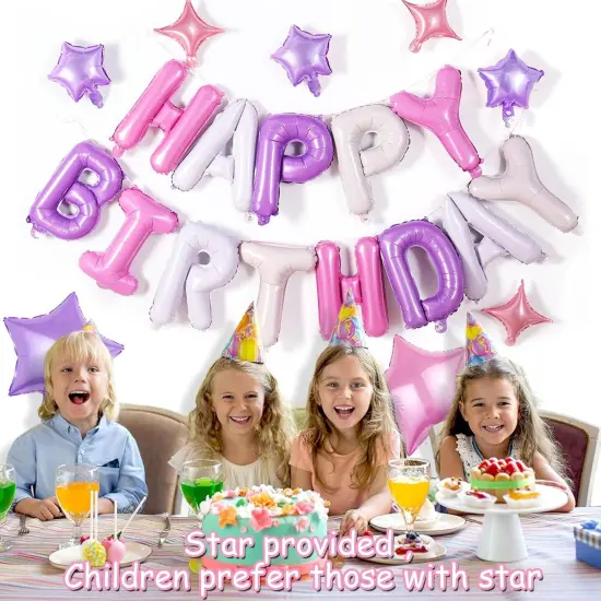Birthday Banner, 3D Mylar Foil Happy Birthday Balloons, 26pcs Birthday Party Decorations with 8pcs Star Balloons {2}