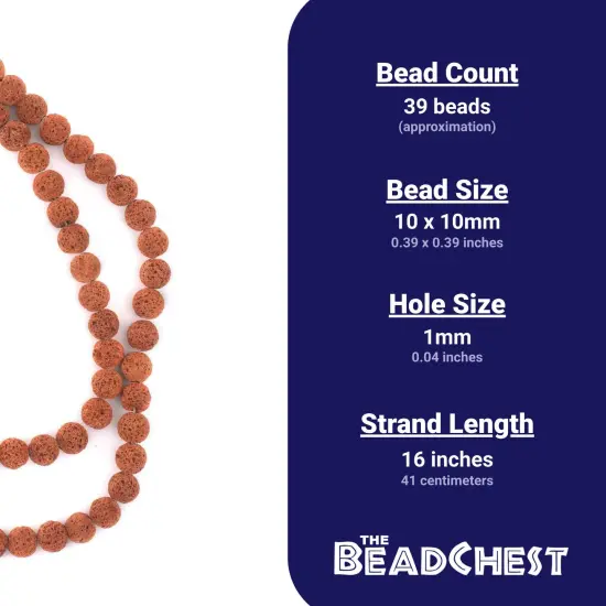 The Bead Chest Cinnamon Brown Volcanic Lava Beads (10mm) {4}