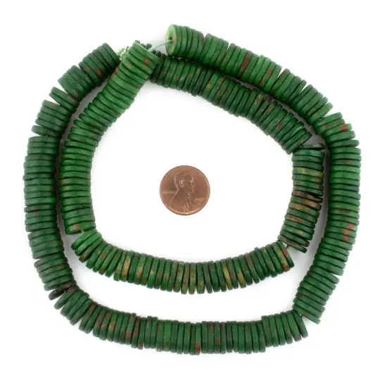 The Bead Chest 12mm Emerald Green Bone Button Beads: Nepal Flat Round Disk Heishi Beads for DIY Necklace Jewelry Making {2}