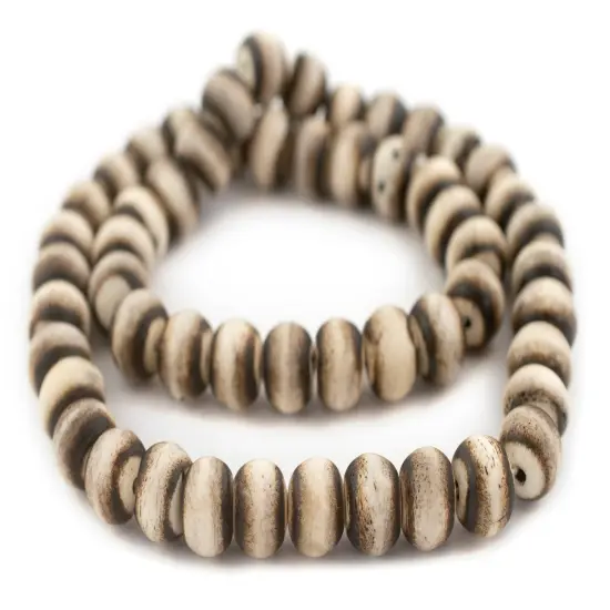 The Bead Chest Round Blackened Grey Bone Beads (14mm) {3}