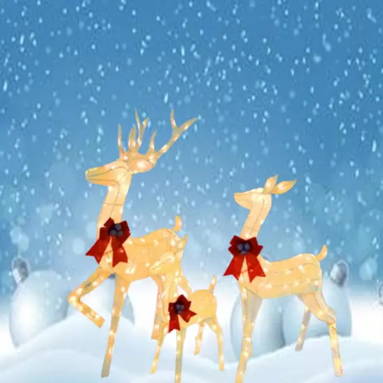 Enchanting Light Up Deer Family Set for Festive Holiday Yard Decor Height 60"x 48" x 32" {4}