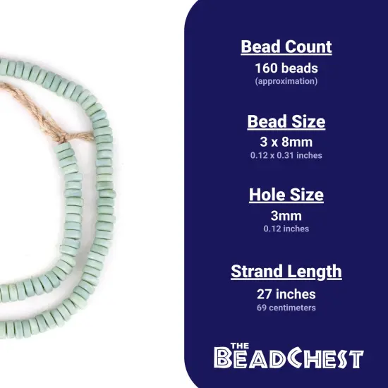 The Bead Chest Pastel Green Java Glass Button Beads (8mm) {4}