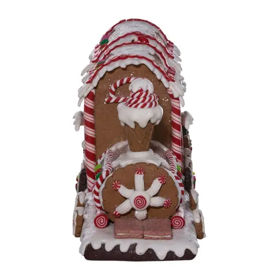 19.5" Lighted Gingerbread Train: Festive Christmas Decoration with Illuminated Details {4}