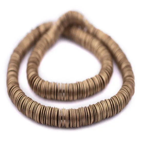 The Bead Chest Brass Flat Disk Heishi Beads (8mm), 15" Strand, Handmade for Jewelry Making & Crafts | Approximately 800 Beads {3}