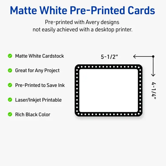 Avery Printable Rectangle Postcards with Rounded Corners, Black and White Polka Dots, 4.25" x 5.5", Matte White Rectangle Postcards with Rounded Corners, Laser/Inkjet, 20ct, Great for Postcards {2}