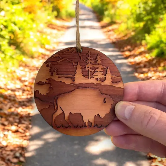 Free Range American Bison - Cedar Ornament {5}