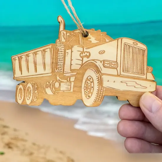 Dump Truck - Raw wood Ornament {2}