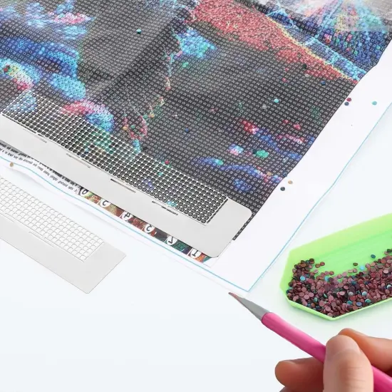 3Pcs Diamond Drawing Ruler Mesh Ruler Grid Stainless Steel 5D Diamond Drawing Ruler Tool DIY Diamond Drawing Ruler Accessories with 240 400 Blank Grids for Diamond Drawing Round Full Partial Drill {4}