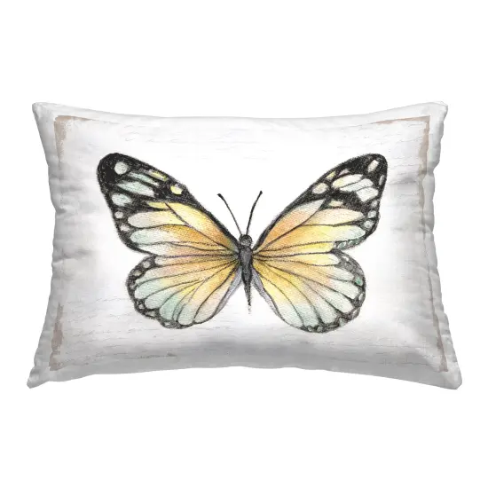 Country Butterfly on White Decorative Printed Throw Pillow Design by Janet Tava, 14 x 7 x 20 {1}