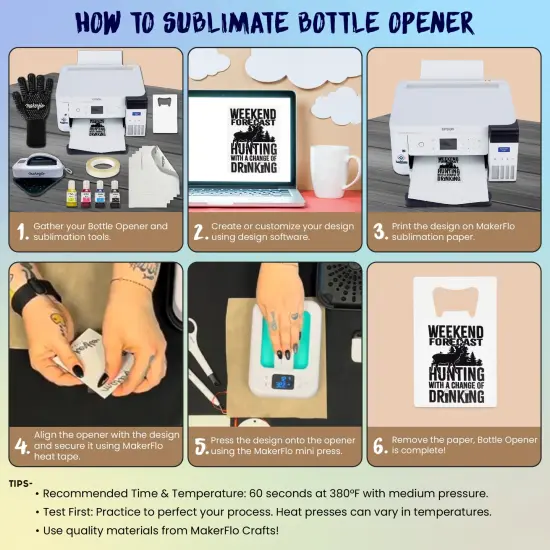 Makerflo Rectangle Shape Bottle Opener Crafted from High-Quality Stainless Steel | Craft-Ready for DIY Gifts & Personalization - Sublimation {6}