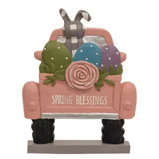 Spring Blessings Resin Truck With Easter Eggs {1}