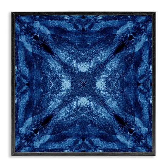 Stupell Industries Mirrored Blue Pattern Framed Giclee Wall Art Design by El Perkin {1}