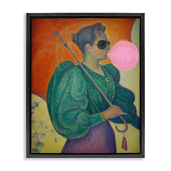 Stupell Industries Impressionist Woman & Bubblegum Floater Framed Canvas Wall Art Design by Daphne Polselli {1}