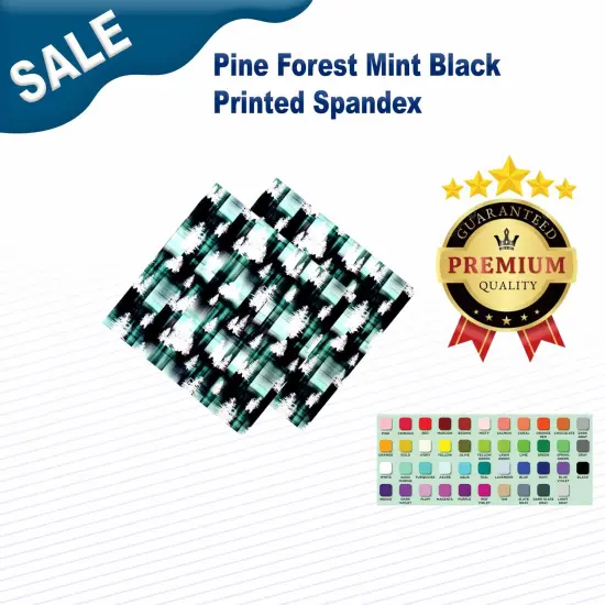 Pine Forest Mint Black Printed Spandex {1}