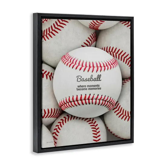 Stupell Industries Baseball Memories Phrase Floater Framed Canvas Wall Art Design by Seven Trees Design {3}