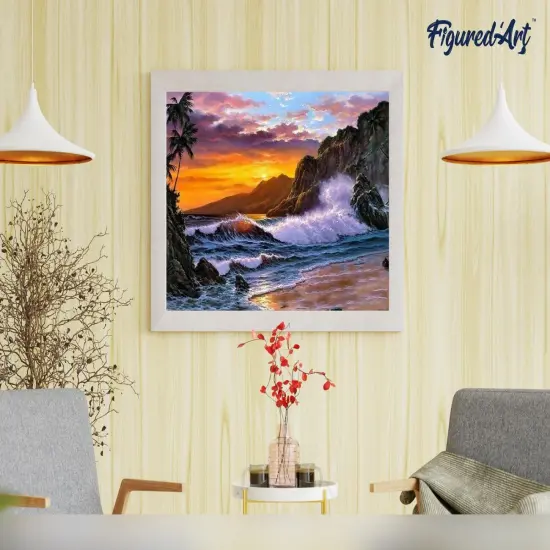 Figured'Art Paint by Numbers for Adults Cliff and Waves 16"x20" - Craft Art Painting DIY Kit Rolled Canvas without frame {4}