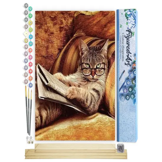 Figured'Art Paint by Numbers Kit for Adults Don't mess with This Cat 16"x20" - Craft Art Painting Rolled Canvas with DIY wooden frame {1}