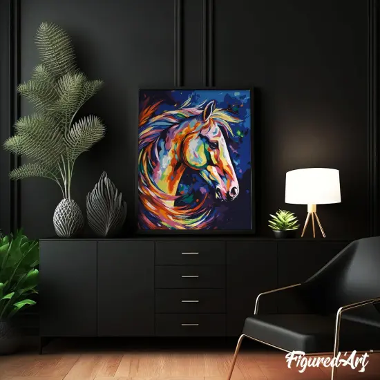 Figured'Art Paint by Numbers for Adults Colorful Abstract Horse 16"x20" - Craft Art Painting DIY Kit Rolled Canvas Without Frame {4}
