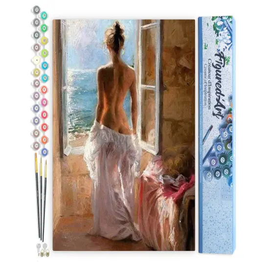 Figured'Art Paint by Numbers for Adults Naked woman and Sun 16"x20" - Craft Art Painting DIY Kit Rolled Canvas without frame {1}