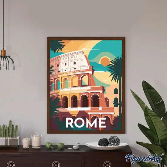 Figured'Art Paint by Numbers for Adults Travel Poster Rome 16"x20" - Craft Art Painting Rolled Canvas with DIY wooden frame {4}
