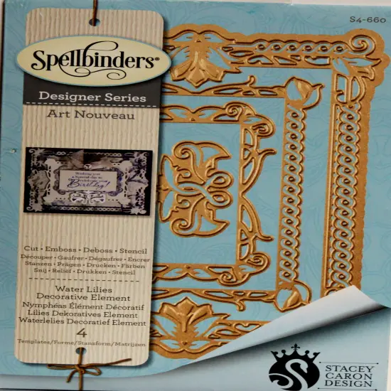 Spellbinders Designer Series Art Nouveau Water Lilies Cut Emboss Dies Set- 4 Pieces {1}