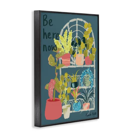 Stupell Industries Be Here Now Plant Shelf Framed Giclee Wall Art Design by Hannah Byatt {3}