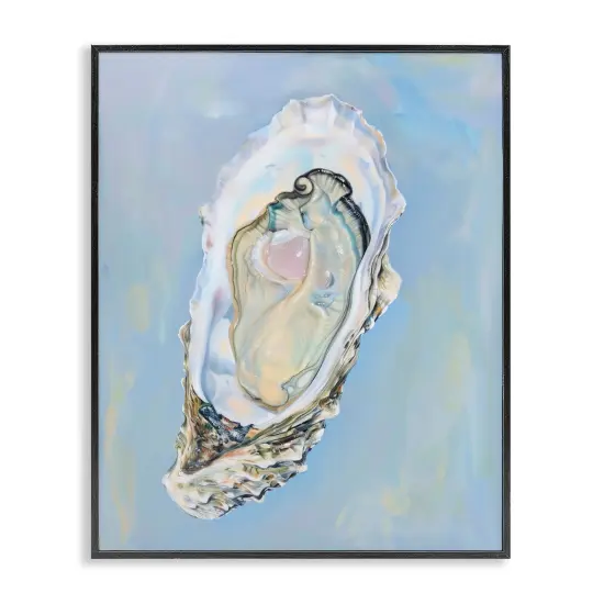 Stupell Industries Detailed Oyster on Blue Framed Giclee Wall Art Design by Arlington Prints {1}
