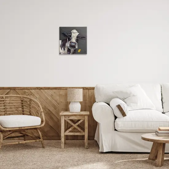 Stupell Industries Cow with Yellow Daisy Canvas Wall Art Design by Sara G. Designs {2}