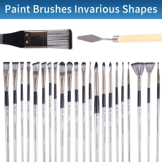 24 Pcs Acrylic Paint Brush Set, Oil Painting Brushes with Flat, Filbert, Fan, Liner, Round, Angle Shapes, Professional Artist Paint Brushes Set for, Watercolor, Acrylic Canvas Painting, Body Painting {3}