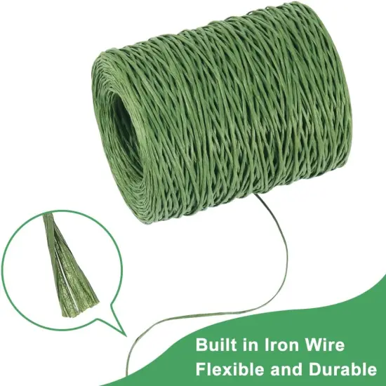 Floral Wire, 656 Feet 2mm Paper Covered Bind Wire for Floral Bouquets, Crowns, Wreath Making, Christmas Ornaments, Garlands, Wedding Decorating, Crafts (Green) {2}