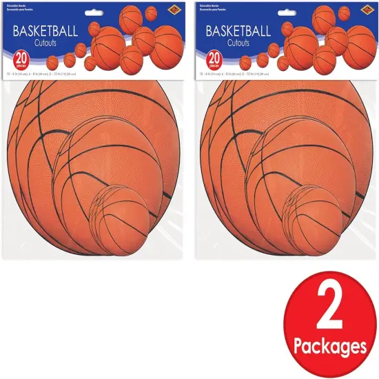 40-Piece Basketball Cut Outs in Orange and Black, Sports Theme Birthday Party Decorations, Game Day Celebrations, Classroom D&eacute;cor, 4" - 12" {4}