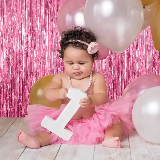 3 Pack Pink Backdrop Birthday Party Decorations Tinsel Foil Fringe Curtains Backdrop Streamer Bachelorette Christmas Graduation Wedding Princess Pink Theme Party Decorations {3}