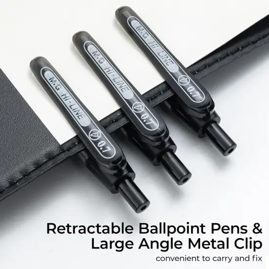 Ballpoint Pens, Black Ink Roller Ball Pens Fine Point 0.7mm, Retractable Ballpoint Pens Bulk Smooth Writing with Soft Anti-Slip Grip for Note Taking Office School Women Men (12 Pack) {5}