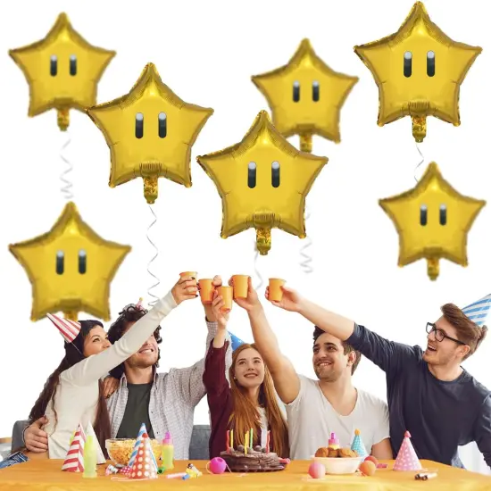 12PCS Star Foil Balloons Super Gold Coin Star Balloons Yellow Star Balloons Kids Birthday Party Decorations Supplies {3}