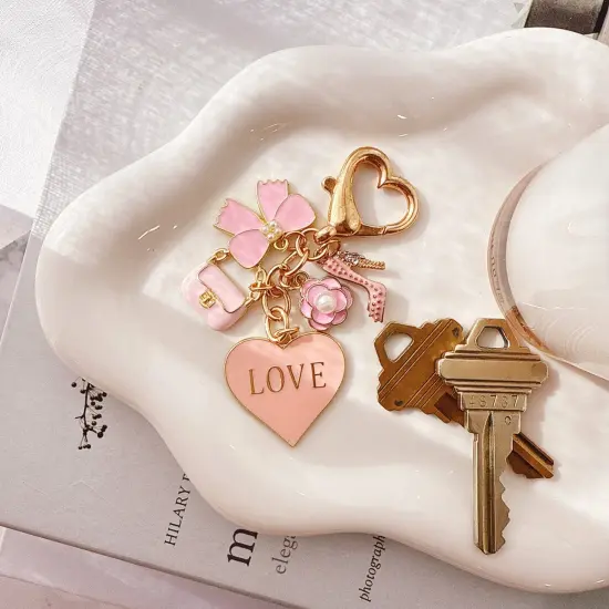 Wrapables Pink Charms Love Heart High Heel Handbag Keychain {5}