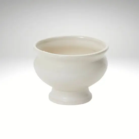 White Ceramic Compote Bowl &ndash; Pedestal Vase for Flowers-55216-00 {1}