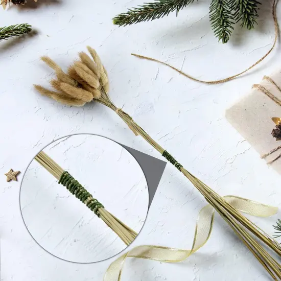 200 Pieces Dark Green Floral Stem Wire 14 Inch Stem Wire Flower Making Accessory Florist Wire for Crafts Flower Arrangement Stem Wrapping DIY Bouquet Wreath Making Supplies (26 Gauge) {5}