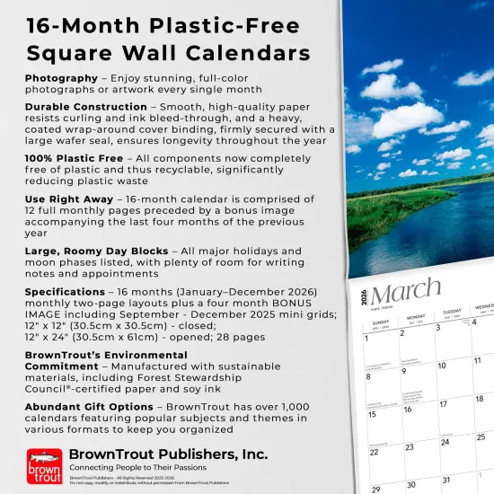 Florida Wild & Scenic | 2026 12 x 24 Inch (Hanging) Monthly Square Wall Calendar | Plastic-Free {6}