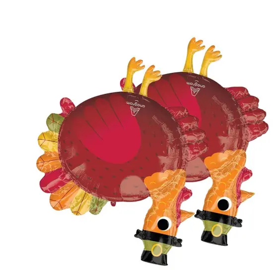 31" Pilgrim Turkey Foil Balloon Thanksgiving Party Decor {5}
