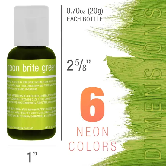 6 Neon Liqua-Gel Cake Color Kit, 0.7 fl. oz. {3}
