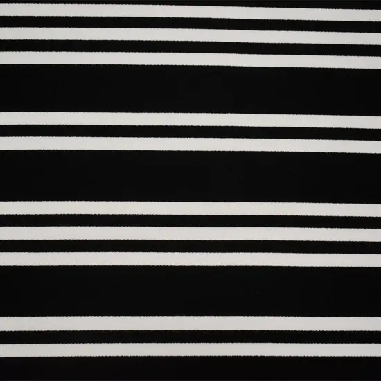 Black-White Poly Cotton Stripe Print Stretch Crepe Double Knit Fabric By the Yard {4}